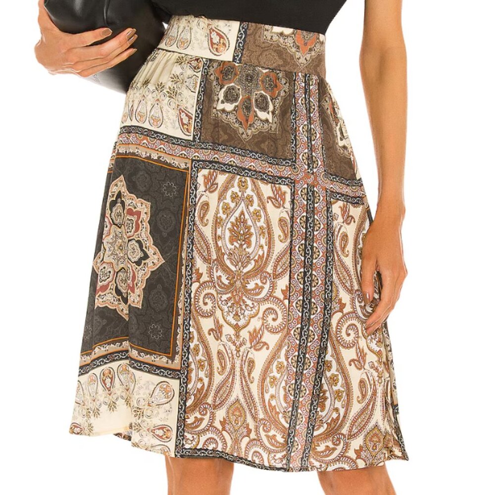 Silky Rib Waist Midi Skirt